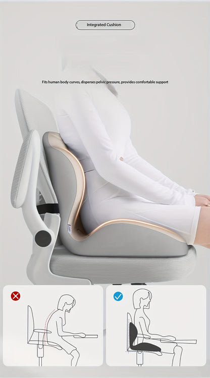 Memory Foam Seat Cushion with Ergonomic Raised Back & Hollow Breathable Design – Coccyx Tailbone Pain Relief Cushion for Office Chair, Car Seat, Wheelchair & Home, Non-Slip Buttock Cushion