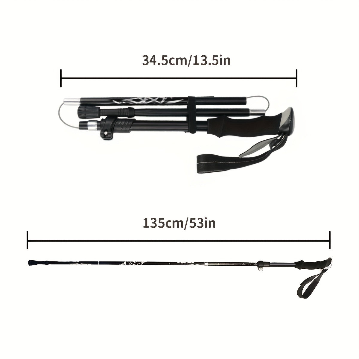Lot de 2 bâtons de marche pliables, ultra-légers en alliage d'aluminium 7075, bâtons de randonnée télescopiques avec poignées ergonomiques antidérapantes, dragonnes et hauteur réglable pour hommes et femmes, idéal pour le trekking et la randonnée.