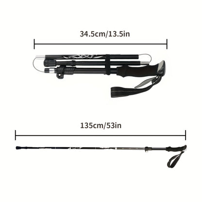 Lot de 2 bâtons de marche pliables, ultra-légers en alliage d'aluminium 7075, bâtons de randonnée télescopiques avec poignées ergonomiques antidérapantes, dragonnes et hauteur réglable pour hommes et femmes, idéal pour le trekking et la randonnée.