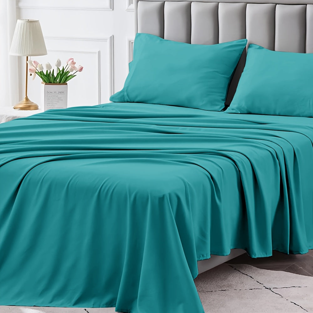 Parure de draps 4 pièces en microfibre à poches profondes – Draps ultra-doux et respirants de qualité hôtelière, résistants à la décoloration et au rétrécissement, toutes saisons, tailles lit simple, double, grand et très grand, choix de couleurs