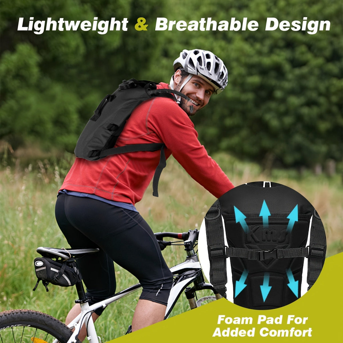 Sac à dos d'hydratation avec poche à eau de 3 L – Sac de randonnée en nylon avec réservoir inclus pour le camping, le trail et les aventures en plein air, disponible en kaki, vert, camouflage et camouflage gris