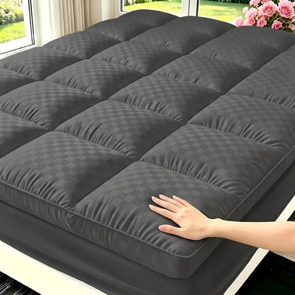 Surmatelas matelassé avec housse rafraîchissante, bonnet profond extensible de 8 à 21 pouces pour lits simple, double, grand lit, très grand lit et très grand lit californien, disponible en blanc, gris, noir et bleu marine