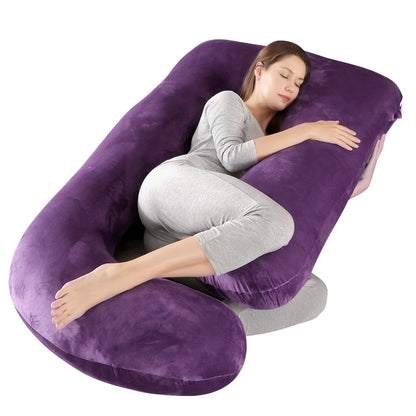 Oreiller de maternité en forme de J, coussin de grossesse corps entier avec taie d'oreiller – soutien du dos, des jambes et du ventre pour un sommeil réparateur, tailles 41" et 60", coloris et tissus variés, idéal comme cadeau de naissance