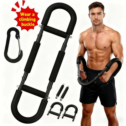 Appareil d'entraînement de la force des bras, extenseur de poitrine, barre à 3 niveaux de résistance réglables, extenseur portable et détachable pour renforcer les avant-bras, appareil de musculation pour le haut du corps à domicile