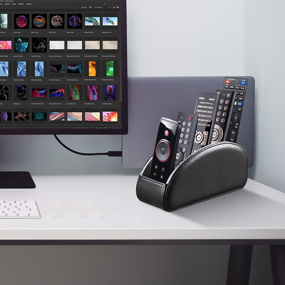 Organisateur de bureau avec 5 compartiments pour télécommandes – Boîte de rangement de chevet pour télécommandes TV, stylos, lunettes, fournitures de bureau et accessoires domestiques