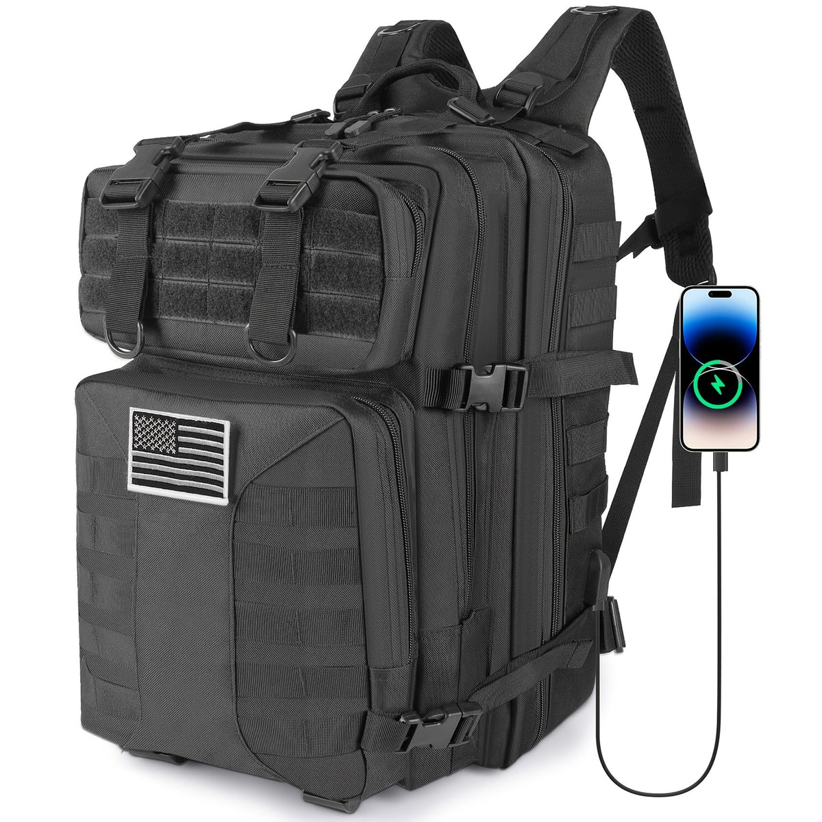 Sac à dos tactique unisexe haute capacité 50L – Sac militaire MOLLE pour le camping, la pêche, la chasse, la randonnée et les voyages – 13 options de couleurs incluant des variantes avec sac à main et sac de rangement