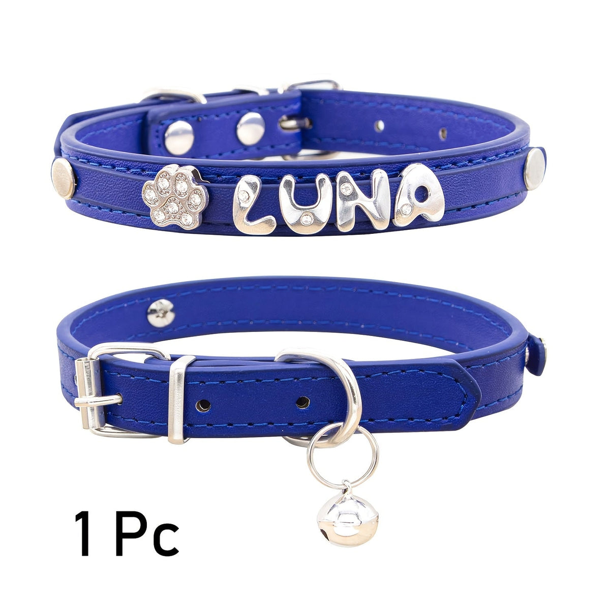 Collier pour chat et chien en similicuir personnalisé avec médaille, collier d'identification sur mesure pour petits et moyens chiens et chats, collier réglable pour animal de compagnie avec breloque exquise, 11 couleurs du XS au M