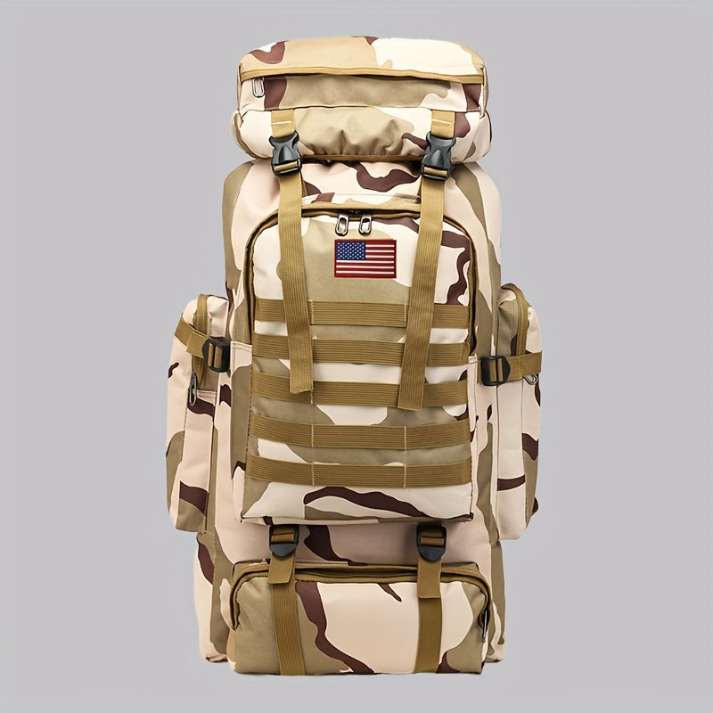 Sac à dos de randonnée tactique 80 L, sac d'assaut 3 jours – Système MOLLE unisexe en tissu Oxford réglable pour la randonnée, le camping, la chasse, les voyages et le sport, 6 couleurs