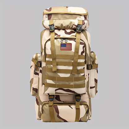Sac à dos de randonnée tactique 80 L, sac d'assaut 3 jours – Système MOLLE unisexe en tissu Oxford réglable pour la randonnée, le camping, la chasse, les voyages et le sport, 6 couleurs