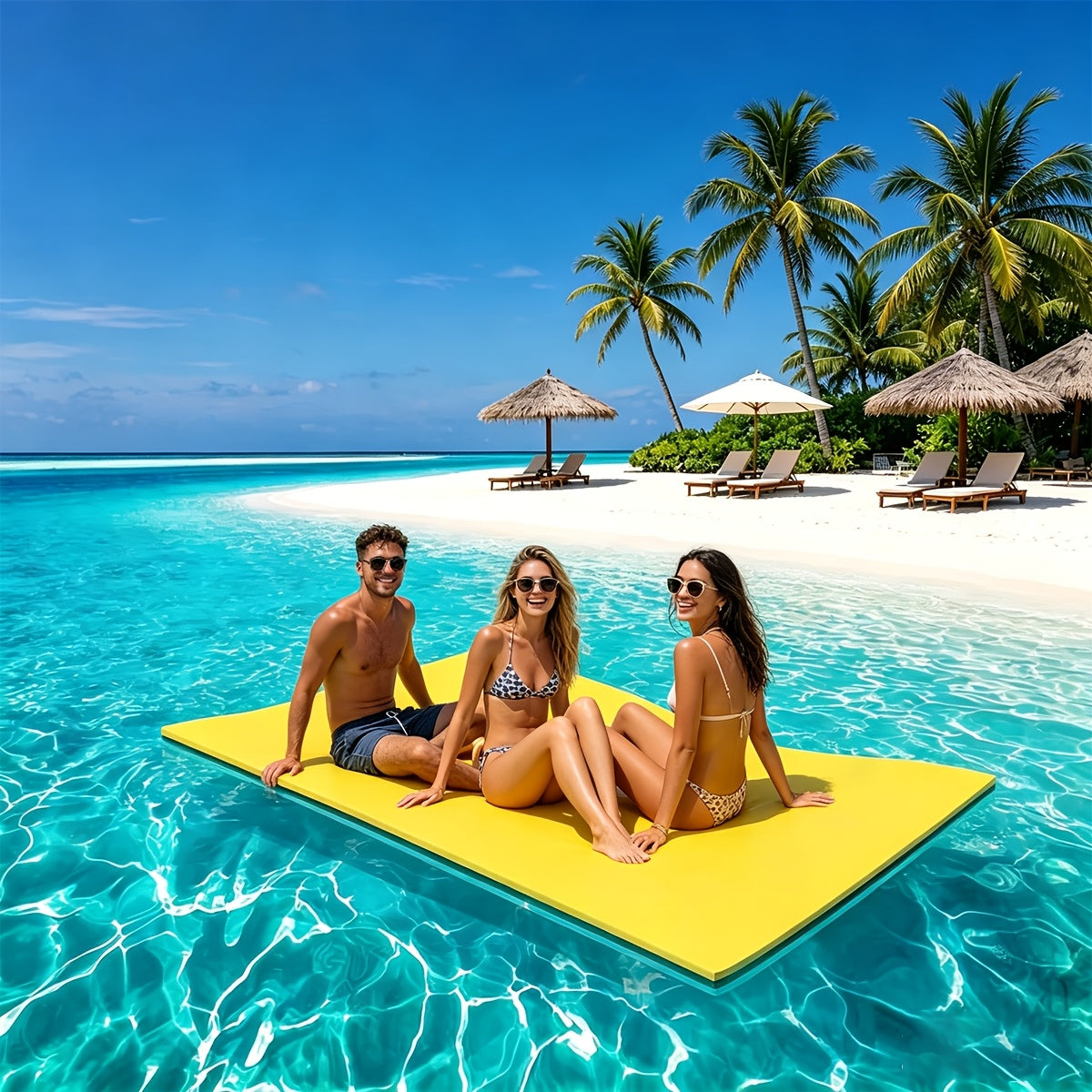 Tapis flottant pour lac 11 pi et 19,8 pi – Lily Pad flottant en mousse XPE indéchirable à 3 couches pour adultes, tapis flottant portable et enroulable pour la natation, la détente et les loisirs aquatiques
