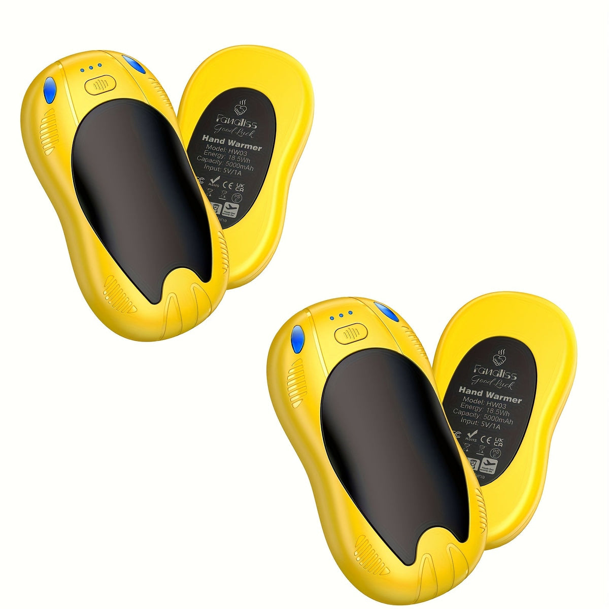 Chauffe-mains rechargeable 2-en-1 à chauffage double face avec fixation magnétique – 3 niveaux de contrôle de la température, chauffe-poche électrique portable pour le ski, le camping, la randonnée et les activités hivernales en extérieur