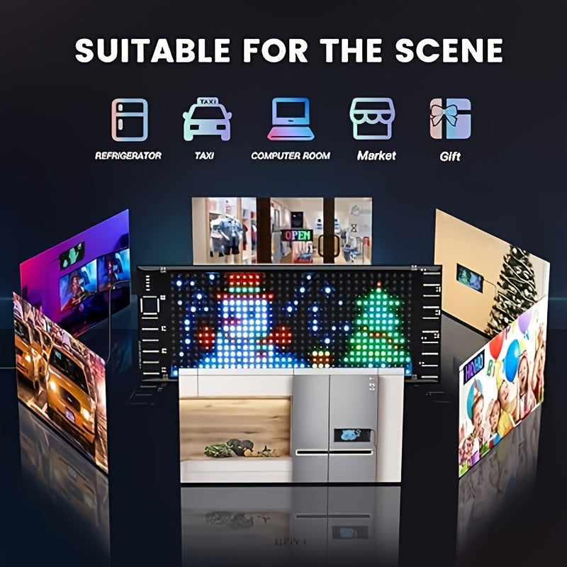 Panneau matrice LED flexible – Contrôlé par application Bluetooth, alimenté par USB, enseigne à texte et animation personnalisables pour voitures, magasins, hôtels, événements et décorations de fête – Tailles multiples