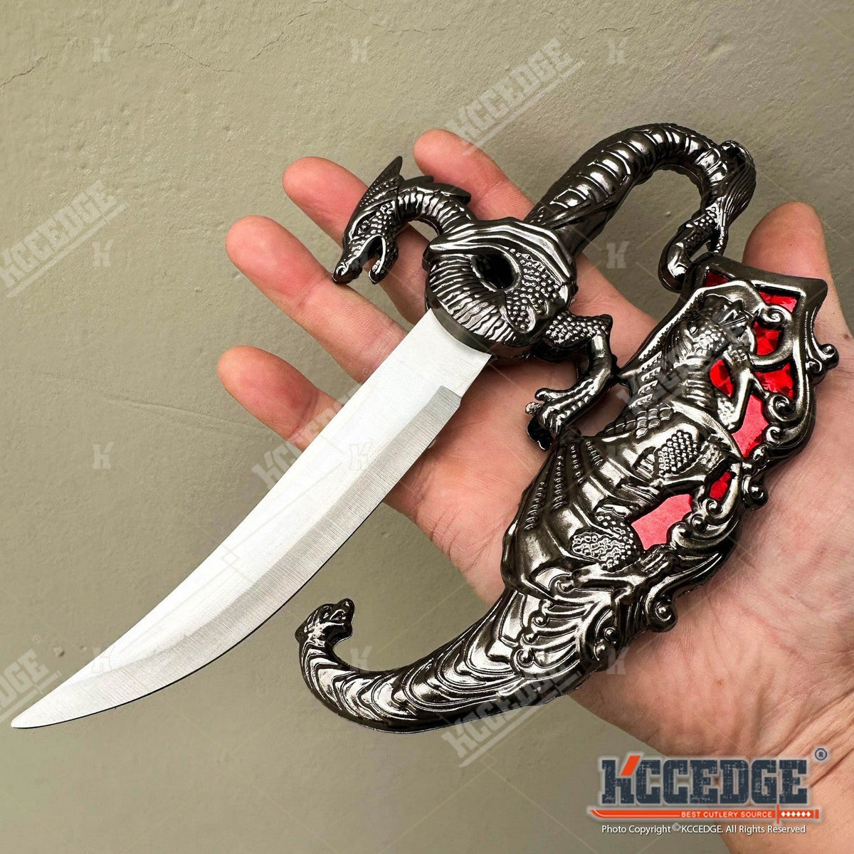 Couteau médiéval fantastique à lame fixe avec fourreau, 23 cm – Acier inoxydable 440 non tranchant, accessoire de cosplay, réplique historique, objet de décoration, 5 couleurs