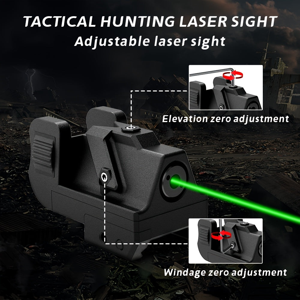Viseur laser point vert rechargeable par USB – Montage sur rail Picatinny avec mode stroboscopique, 5 mW classe IIIA, compact et léger pour pistolets et fusils, rail de 21 mm, autonomie de 2,5 h