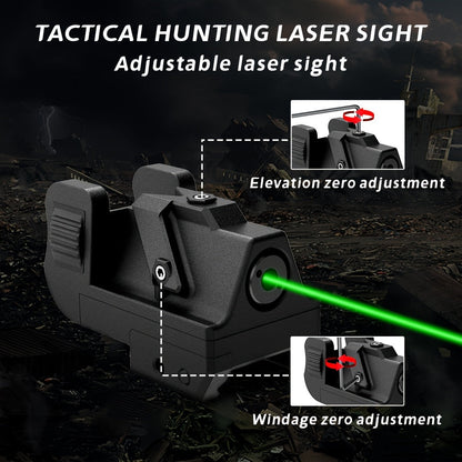 Viseur laser point vert rechargeable par USB – Montage sur rail Picatinny avec mode stroboscopique, 5 mW classe IIIA, compact et léger pour pistolets et fusils, rail de 21 mm, autonomie de 2,5 h