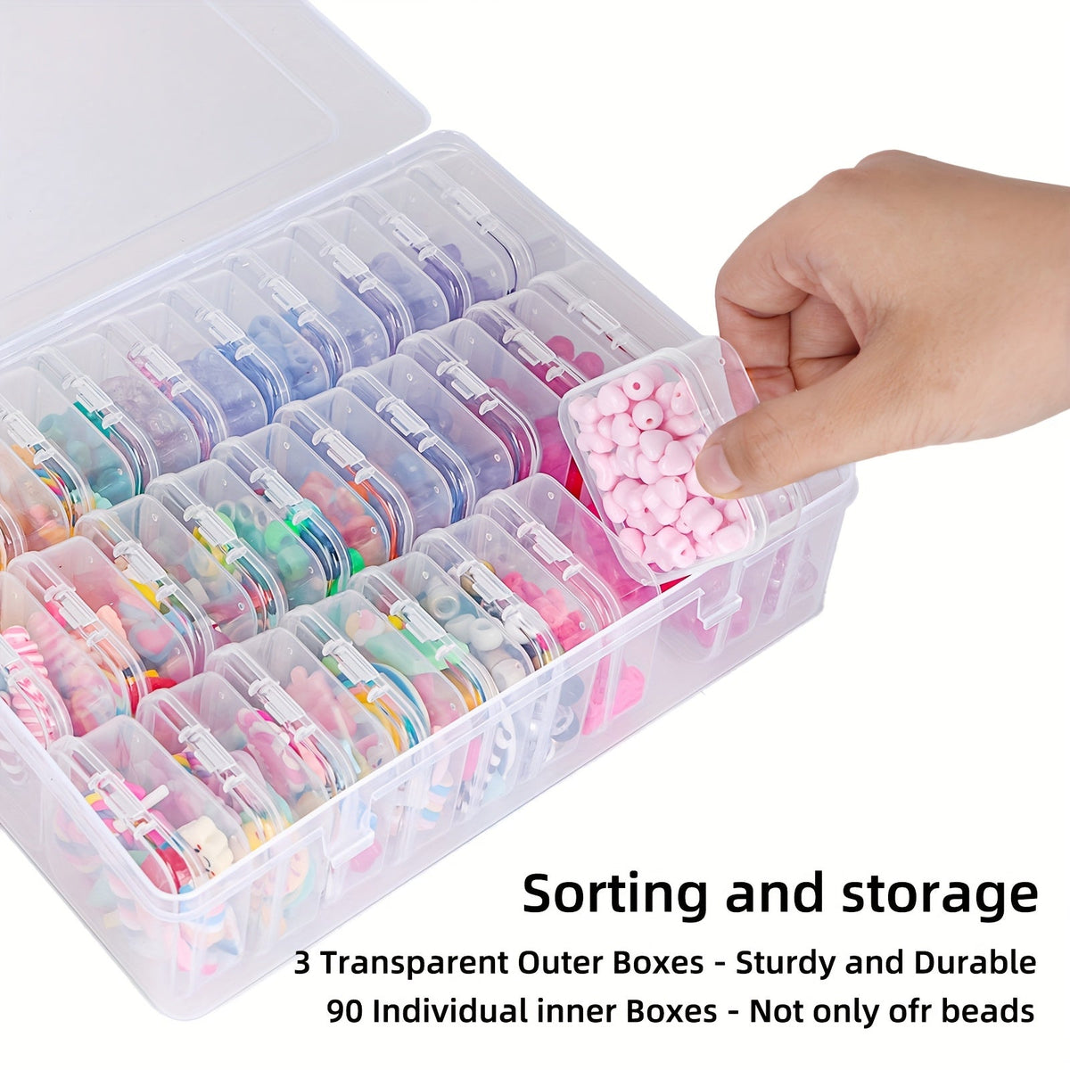 Boîte de rangement transparente pour perles, 30 compartiments, couvercle à charnière, lot de 3 ou 5, conteneur de stockage pour bijoux, fabrication de bracelets, loisirs créatifs, nail art, 22,4 x 17 cm