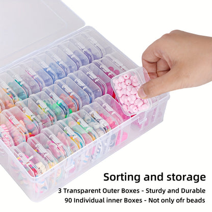 Boîte de rangement transparente pour perles, 30 compartiments, couvercle à charnière, lot de 3 ou 5, conteneur de stockage pour bijoux, fabrication de bracelets, loisirs créatifs, nail art, 22,4 x 17 cm