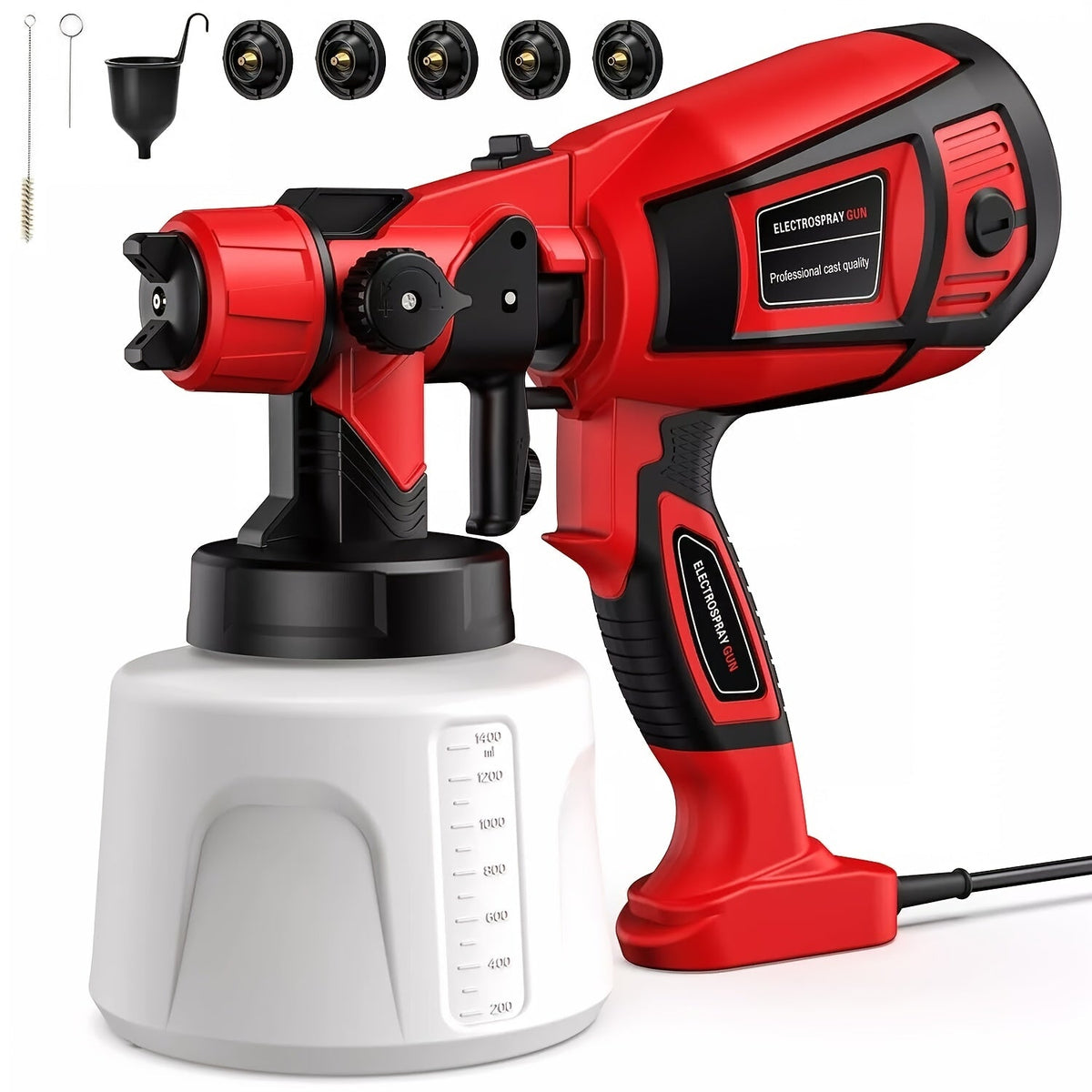 Pistolet à peinture électrique HVLP – Pistolet pulvérisateur airless avec 3 motifs, réservoir de 800 ml, nettoyage facile pour maison, meubles, placards, clôtures, murs, voitures et projets de bricolage