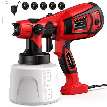 Pistolet à peinture électrique HVLP – Pistolet pulvérisateur airless avec 3 motifs, réservoir de 800 ml, nettoyage facile pour maison, meubles, placards, clôtures, murs, voitures et projets de bricolage