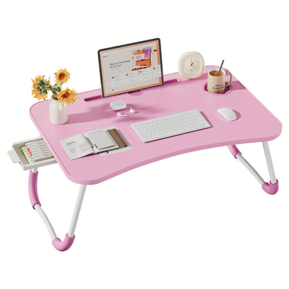 Plateau de lit pour ordinateur portable et repas – Grand plateau de petit-déjeuner avec porte-gobelet et tiroir pour canapé, sol, étude, lecture et écriture, table d'appoint portable
