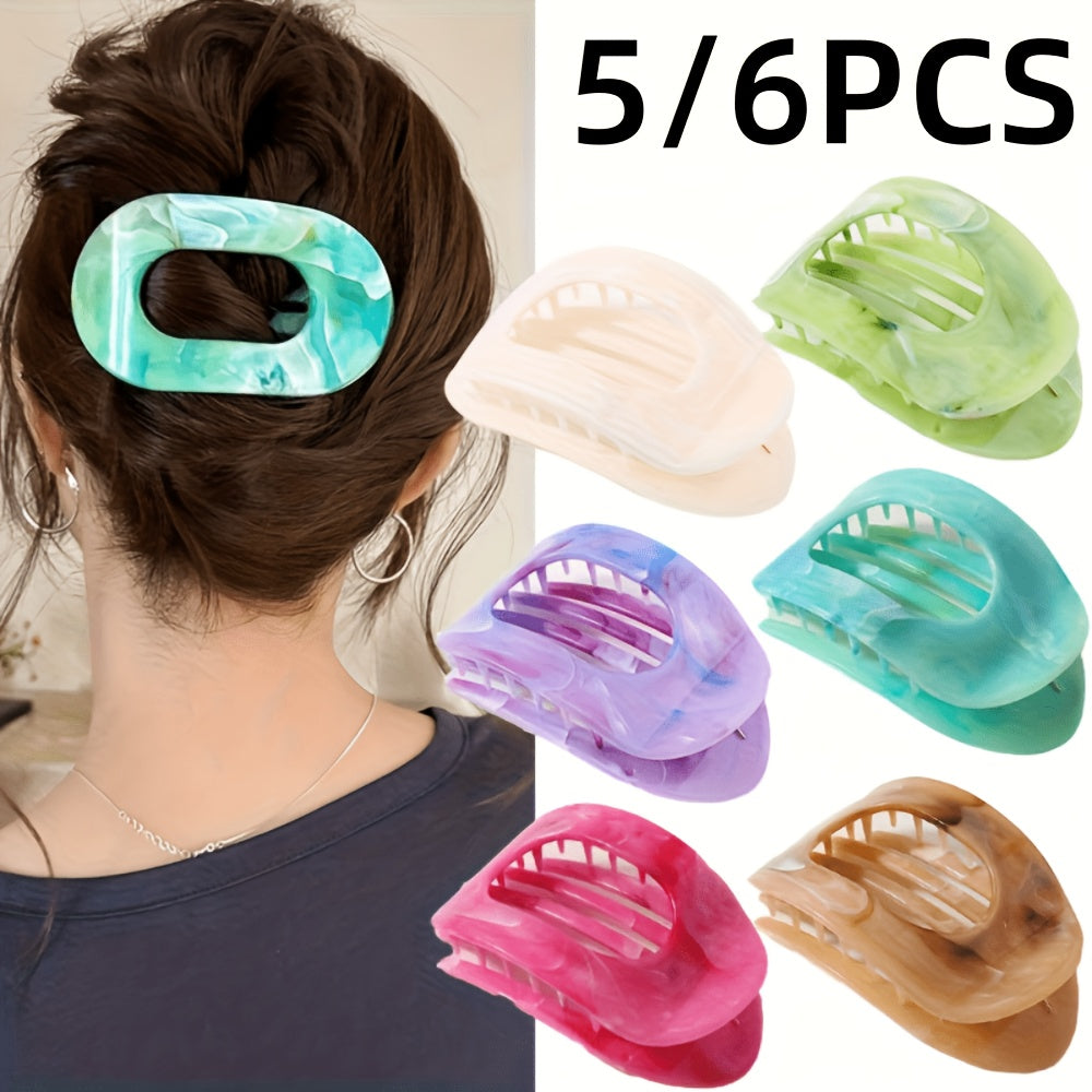 Lot de 5/6 pinces à cheveux requin surdimensionnées – Pinces plates extra-larges antidérapantes pour cheveux épais, plage, fête et usage quotidien, couleurs vives