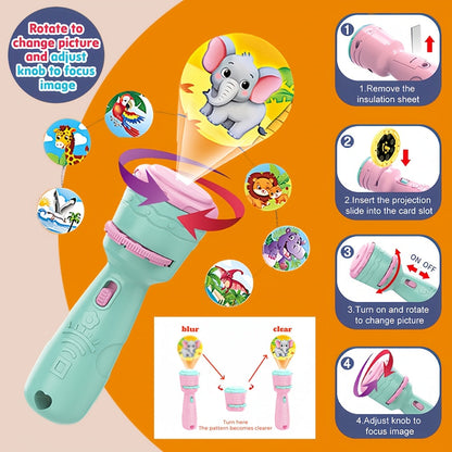 Jouet de projection pour enfants avec 4 cartes et 24 motifs : légumes, chiffres, animaux, jouet éducatif STEM pour l'apprentissage des tout-petits, cadeau d'anniversaire, jeu de société en famille – Couleur aléatoire