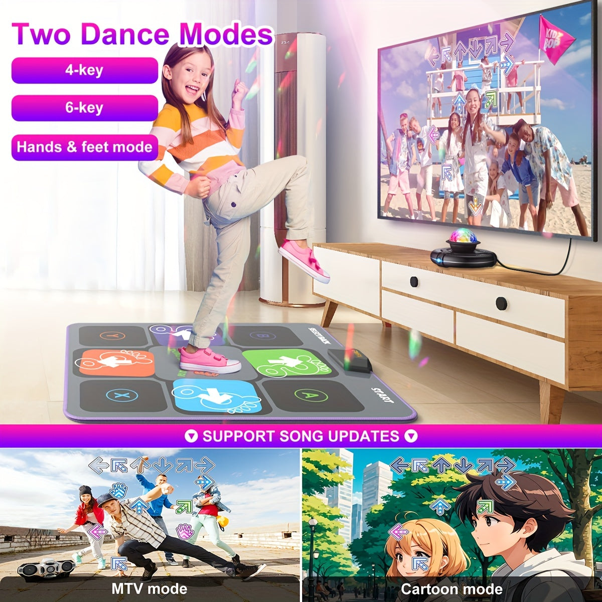 Tapis de danse pour adultes et enfants – Tapis de danse double pour TV, tapis de danse électronique Plug & Play avec caméra intelligente, jeu de danse d'exercice pour le plaisir en famille, idée de cadeau d'anniversaire et de Noël