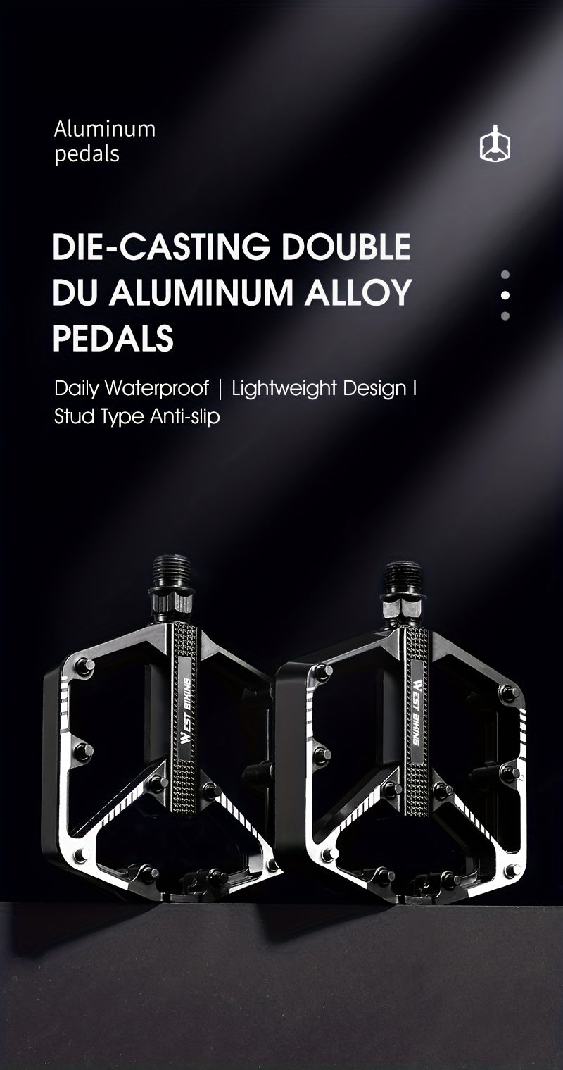 Pédales de vélo en alliage d'aluminium à 3 roulements, antidérapantes et légères, avec douille hexagonale pour VTT et vélos de route – Installation facile, accessoires de cyclisme durables multicolores, 1 paire