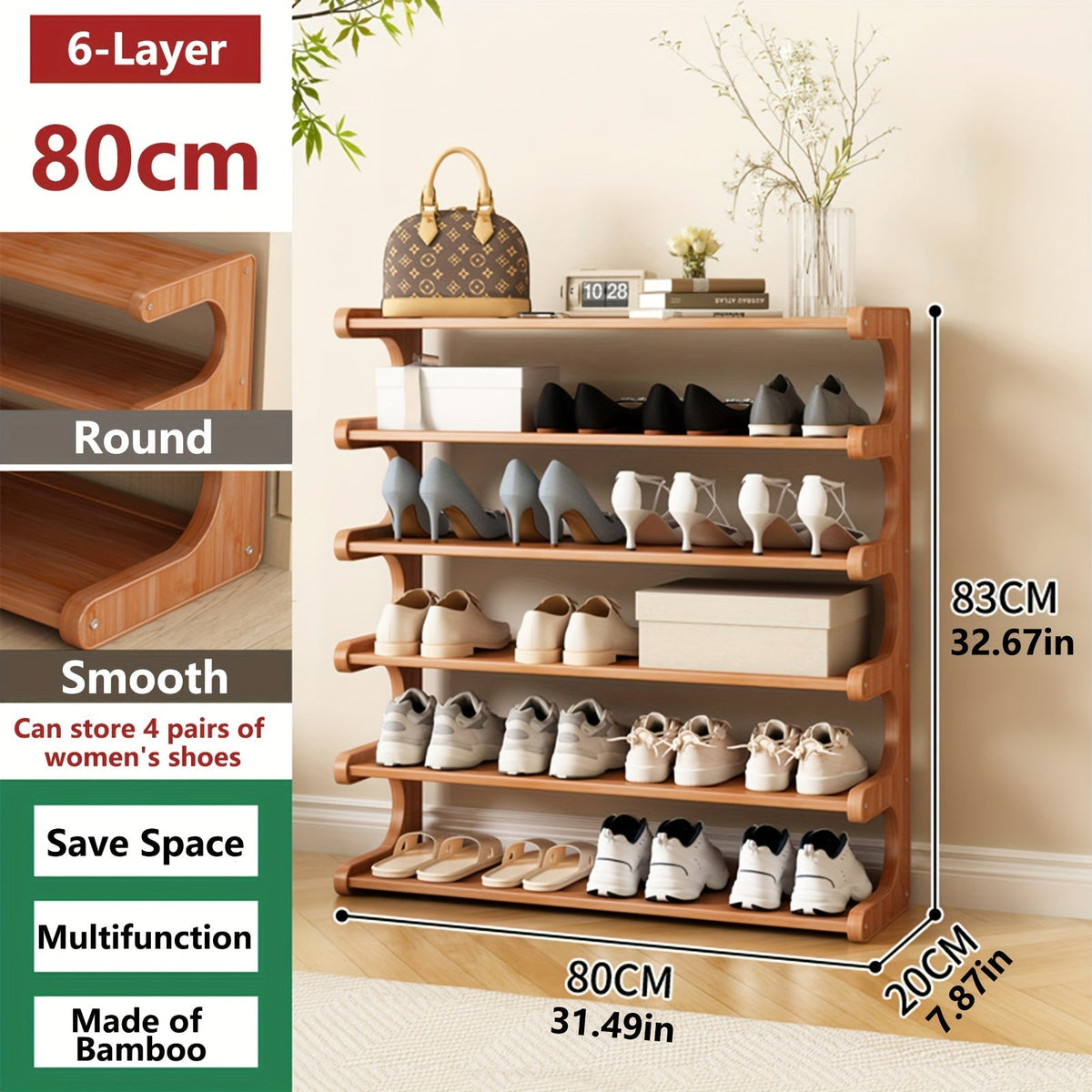 Meuble à chaussures 3/5/6 niveaux effet bois | Organisateur de rangement multi-niveaux gain de place | Étagère à chaussures sur pied facile à monter pour entrée, dortoir, placard ou chambre | Marron