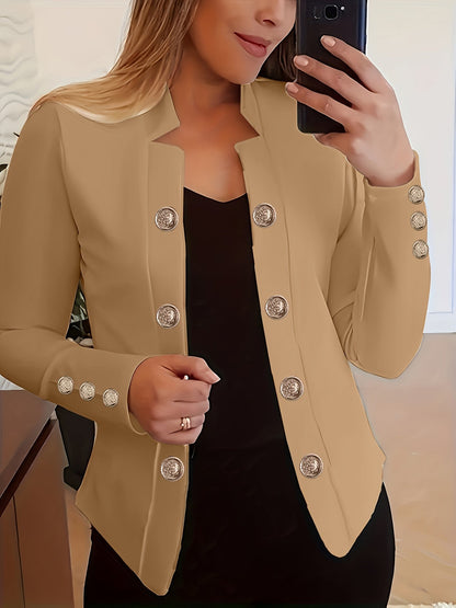 Veste cardigan femme à double boutonnage – Blazer à manches longues à revers, couleur unie, pour le printemps, l'automne et toutes les saisons