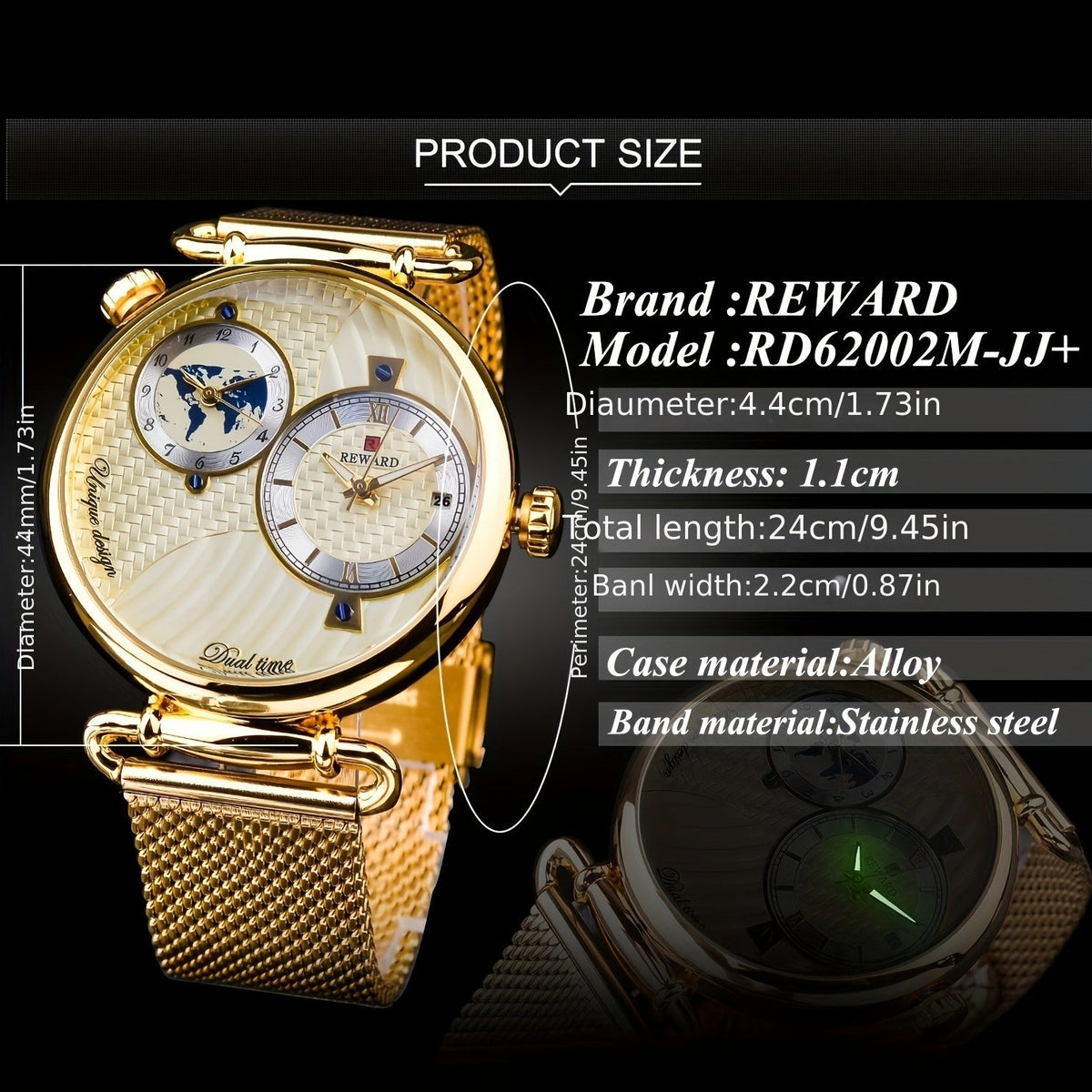 Montre à quartz vintage classique pour homme – Montre habillée élégante à cadran doré avec coffret cadeau, garde-temps analogique pour le travail, les occasions formelles et spéciales