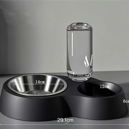 Distributeur d'eau et gamelle automatiques pour chats et petits chiens - Station de nourrissage antidérapante à double usage en polypropylène durable, design peu encombrant et facile à nettoyer, sans pile nécessaire