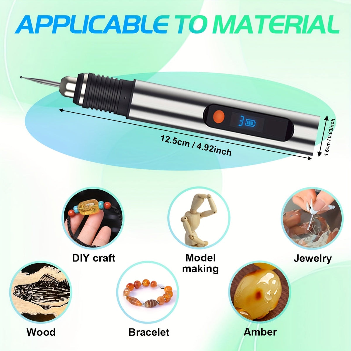 Kit de stylo de gravure électrique avec 57 accessoires - Graveur sans fil rechargeable par USB, 21 000 tr/min, 3 vitesses, 90 min d'autonomie, pour métal, verre, bois, pierre et bijoux - Cadeau de bricolage