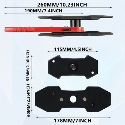 Outil de compression d'étrier de frein à cliquet 360° – Presse écarteur de piston pour étriers de frein à disque fixes et flottants à 2 et 4 pistons, acier allié, 2 entretoises incluses, poignée rouge, outil de réparation automobile