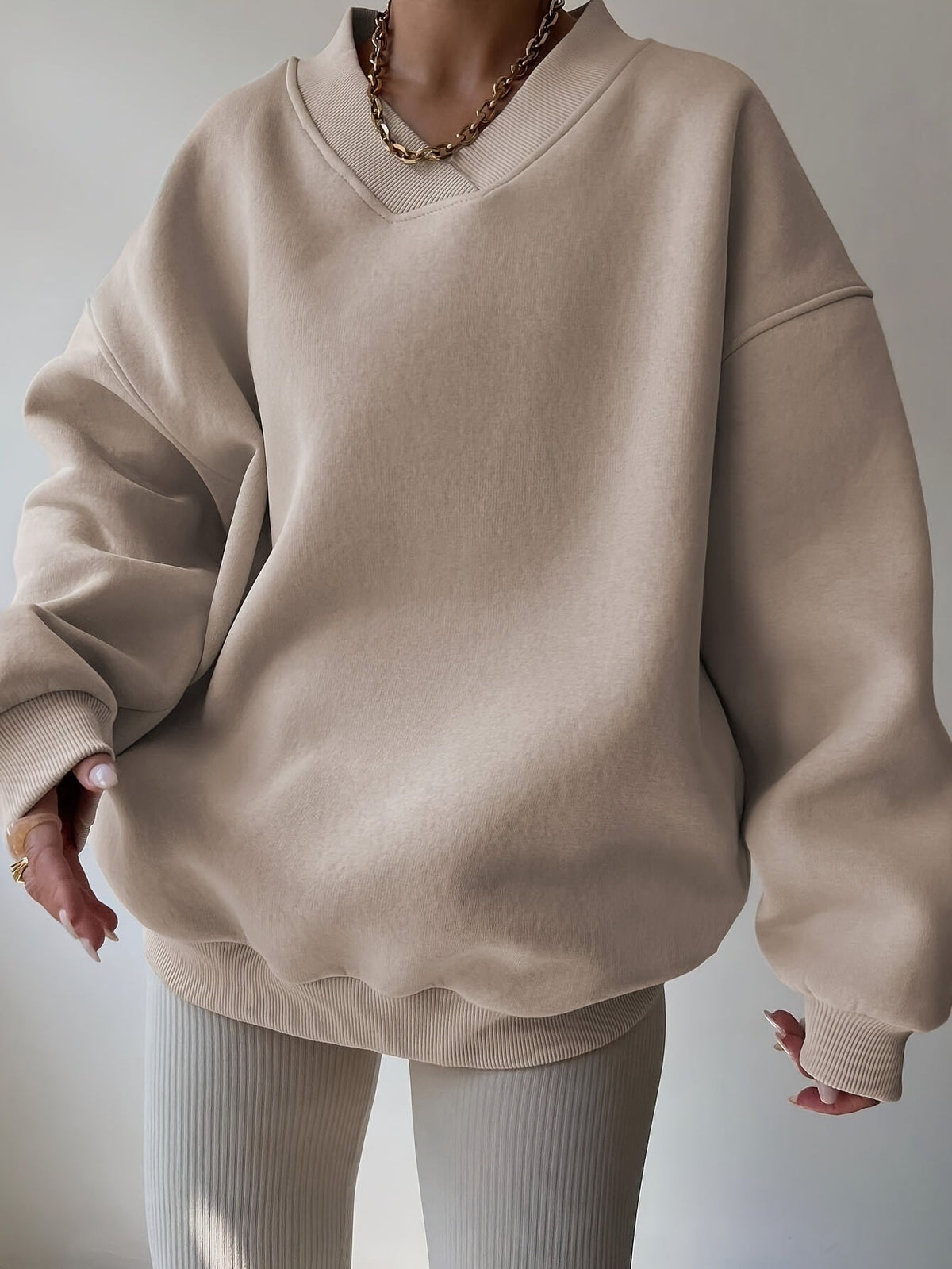 Sweat-shirt oversize à coupe ample pour femme – Pull à col large et épaules tombantes pour l'automne et l'hiver, haut décontracté et confortable