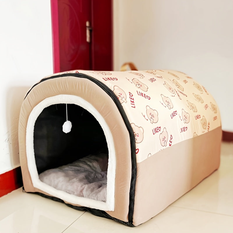 Panier pour chien lavable avec housse amovible et fond antidérapant – Soutien en mousse orthopédique, lit douillet toutes saisons pour chiens de petite, moyenne et grande taille jusqu'à 45 kg, motif cartoon, lavable en machine