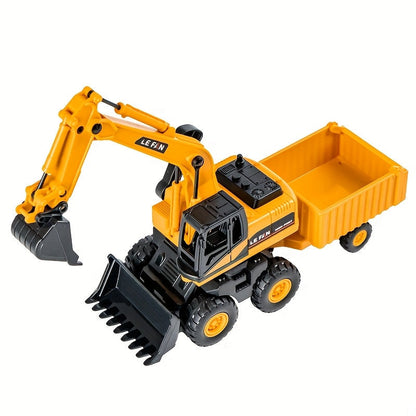 Jouet 3-en-1 excavatrice, bulldozer et camion-benne, grand véhicule de construction de 26 cm, cabine rotative à 360°, à friction, sans pile, pour garçons et filles de 3 ans et plus, cadeau pour Noël, Halloween, rentrée des classes