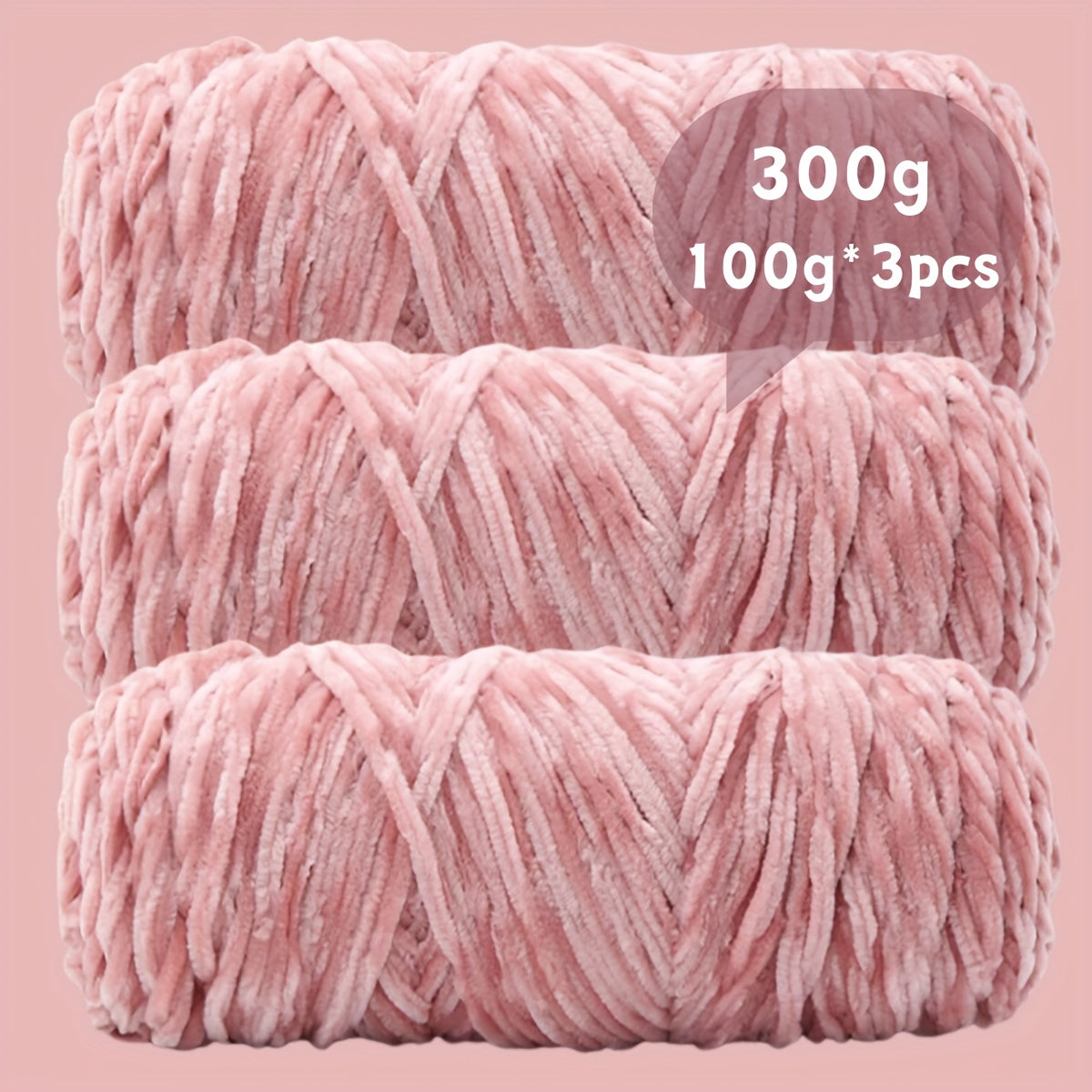 Fil chenille velours, lot de 3 pelotes de 300 g (3 x 100 g), laine douce et épaisse pour tricot et crochet, 47 couleurs, idéal pour débutants, artisanat de luxe pour pulls, écharpes, bonnets, poupées, sacs, amigurumi et projets DIY
