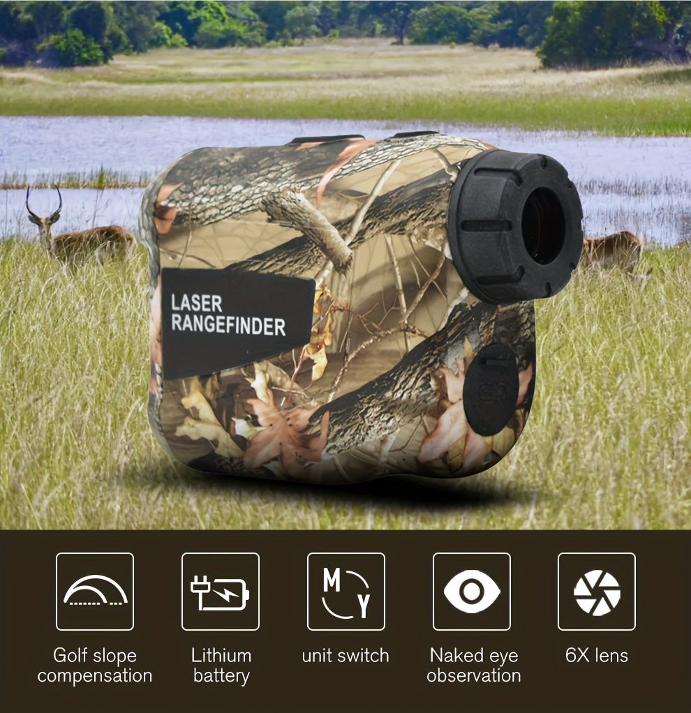Télémètre laser 1200 yards – Grossissement 6X, rechargeable, compensation de pente, verrouillage de drapeau, mesure de vitesse et d'altitude, design camouflage pour golf et chasse