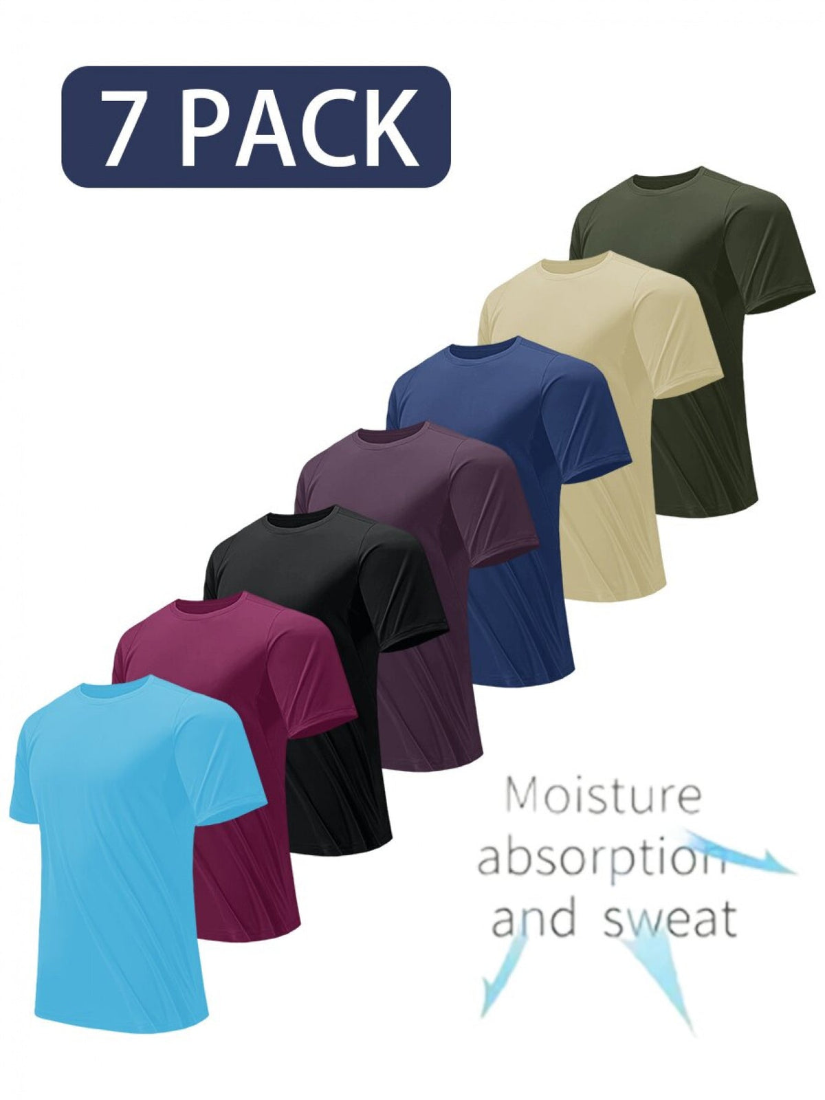 Lot de 7 t-shirts de sport à séchage rapide pour homme - Hauts de sport anti-transpiration pour la course, la musculation, le tennis et la salle de sport, S-XXL