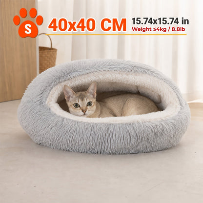 Panier pour animal en forme de coquillage, nid chauffant semi-fermé – Version 2.0 améliorée et épaissie avec éponge PP douce et tissu Oxford, niche d'hiver confortable pour chats, chiots et chiens, intérieur, petit, moyen et grand modèle