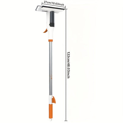 Kit de nettoyage pour vitres 3-en-1 avec rac lette et grattoir sur manche métallique durable pour fenêtres en hauteur, parois de douche et pare-brise de voiture – Outil de nettoyage domestique sans traces