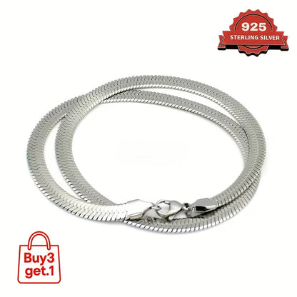Collier et bracelet chaîne serpent plat en argent sterling 925 – Design 2D élégant et superposable, plusieurs longueurs disponibles, coffret cadeau inclus, idéal pour la Saint-Valentin, les fêtes et pour agrémenter vos tenues au quotidien