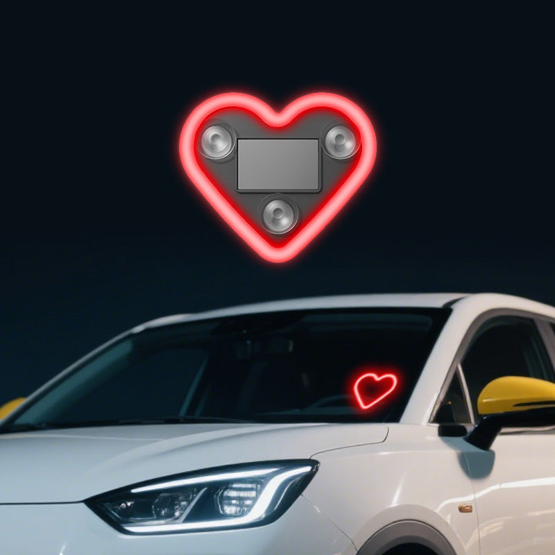 Éclairage d'ambiance LED pour intérieur de voiture – Veilleuse néon en forme de cœur et de fleur, alimentée par USB, décoration de fenêtre de voiture mignonne pour femmes et filles, accessoires de voiture pour la Saint-Valentin | Velora