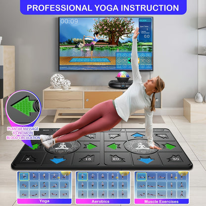 Tapis de danse sans fil pour enfants et adultes - Tapis de danse électronique pour deux joueurs avec caméra HD, compatible TV, jeu de fitness pour garçons et filles de 3 ans et plus | Cadeau d'anniversaire ou de Noël pour s'amuser en famille