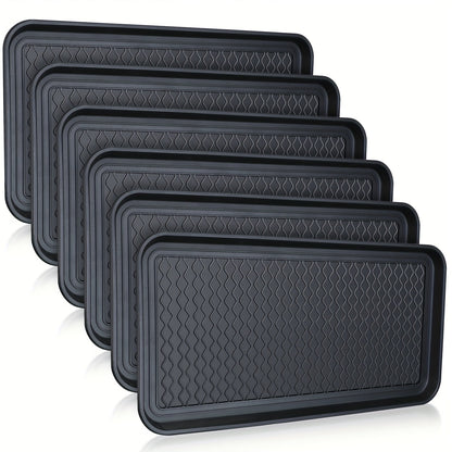 Tapis de nourrissage imperméable pour chien 6 pièces - Plateau de tapis antidérapant pour gamelles d'animaux 76x38x3 cm pour chiens et chats, protection de sol intérieur et extérieur - Plateau polyvalent pour chaussures et bottes, noir