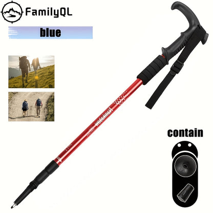 Bâton de randonnée pliable en alliage d'aluminium réglable avec verrouillage rapide pour hommes et femmes – Bâton de marche léger et rétractable pour la randonnée, le trekking et la marche sur sentier, accessoires d'extérieur