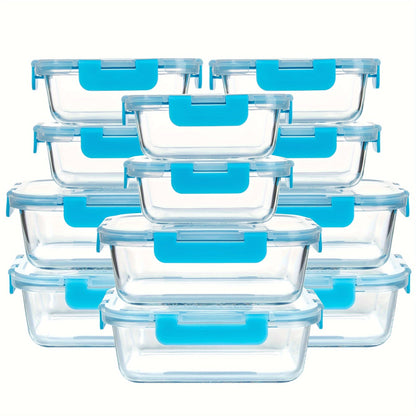Borosilicate Glass Food Storage Containers 24-Pack (12 Bowls + 12 Airtight Lids) – Meal Prep Glass Bowls, Microwave & Dishwasher & Freezer Safe, BPA Free, Multi-Color Lids for Kitchen & Lunch