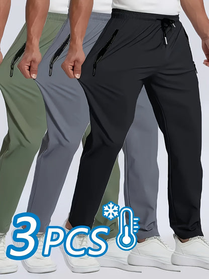 Pantalon de sport pour homme, lot de 3, léger, extensible, séchage rapide, pour course, escalade, activités en plein air – Vêtement de sport respirant multicolore pour l'été, S-XXXL