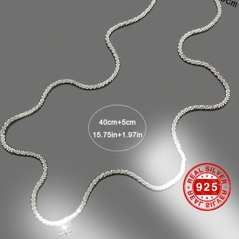 Collier avec mini croix en argent sterling 925 – Collier pendentif croix élégant et raffiné pour femme, bijou de luxe léger et hypoallergénique, cadeau idéal pour Noël, un baptême, une confirmation ou pour porter sa foi au quotidien